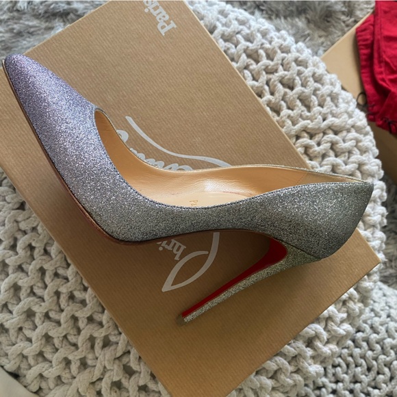 Christian Louboutin Pigalle Follies 100mm Glitter Mini Degrade - Drage Silver - Picture 11 of 15
